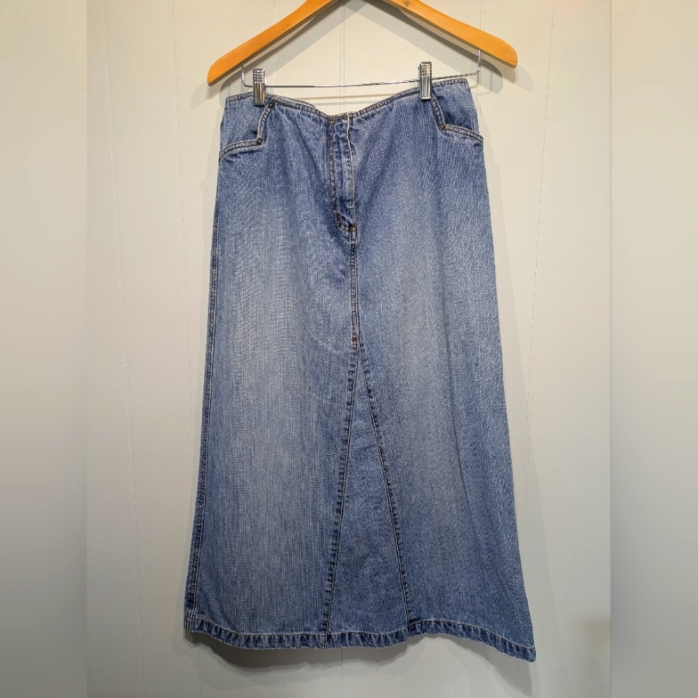 Faded Glory Light Wash Deni‎ Maxi skirt Size 10 Y2K 90s